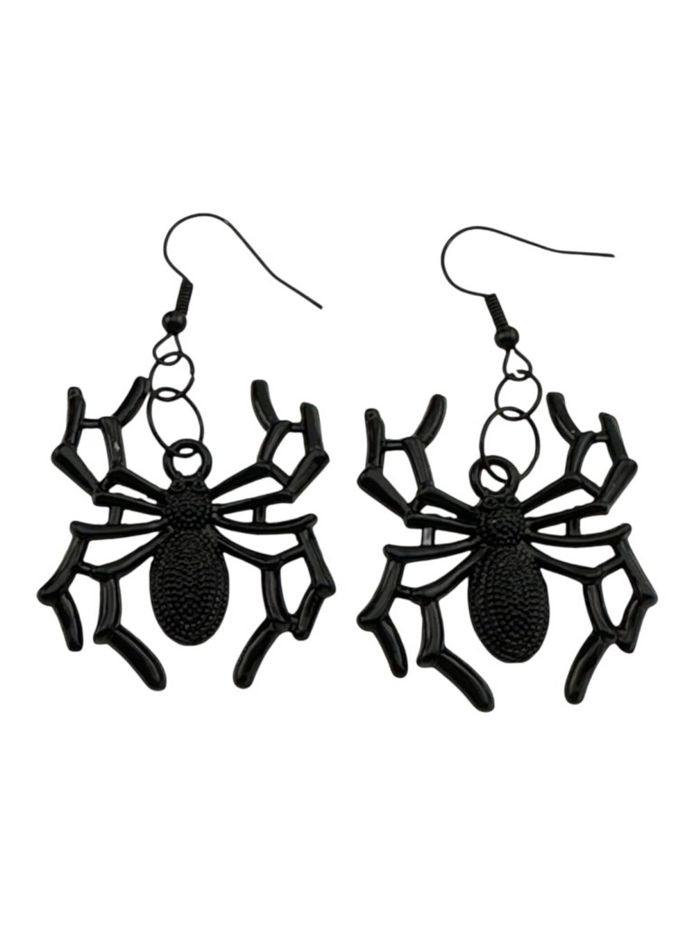 Black Spider Earrings Gothic Halloween Statement Dangle Handmade